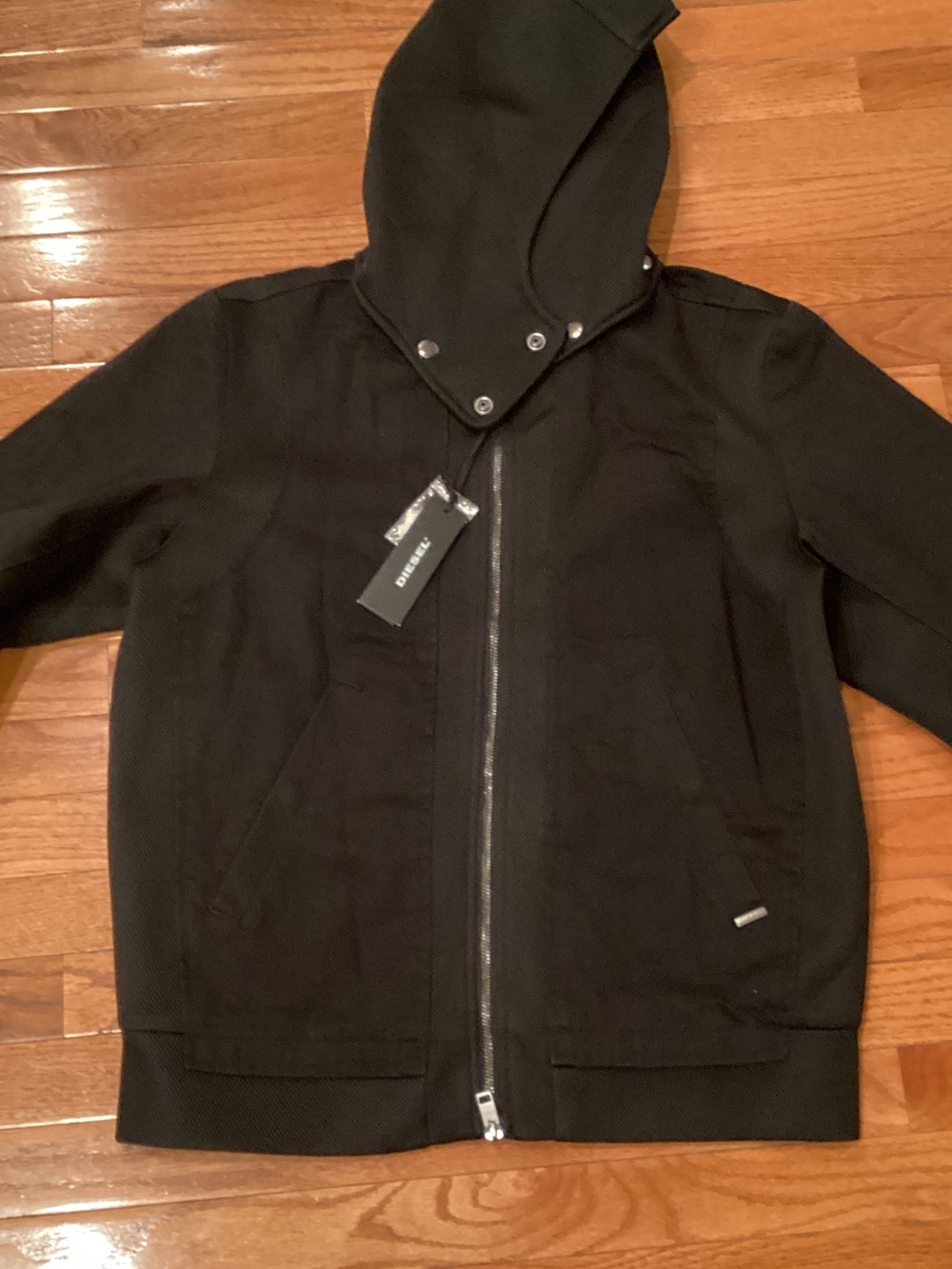 Diesel Men's Black Hooded Zip Jacket